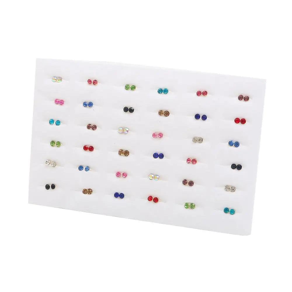 Mixed Crystal Stud Earrings Set