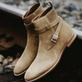 Men's Suede Buckle Ankle Boots