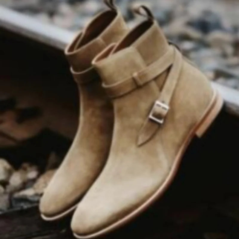 Men's Suede Buckle Ankle Boots