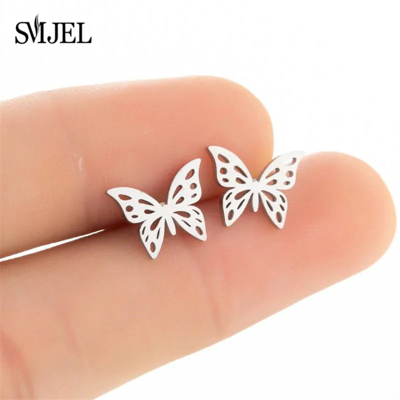 Small Black Stainless Steel Charm Studs