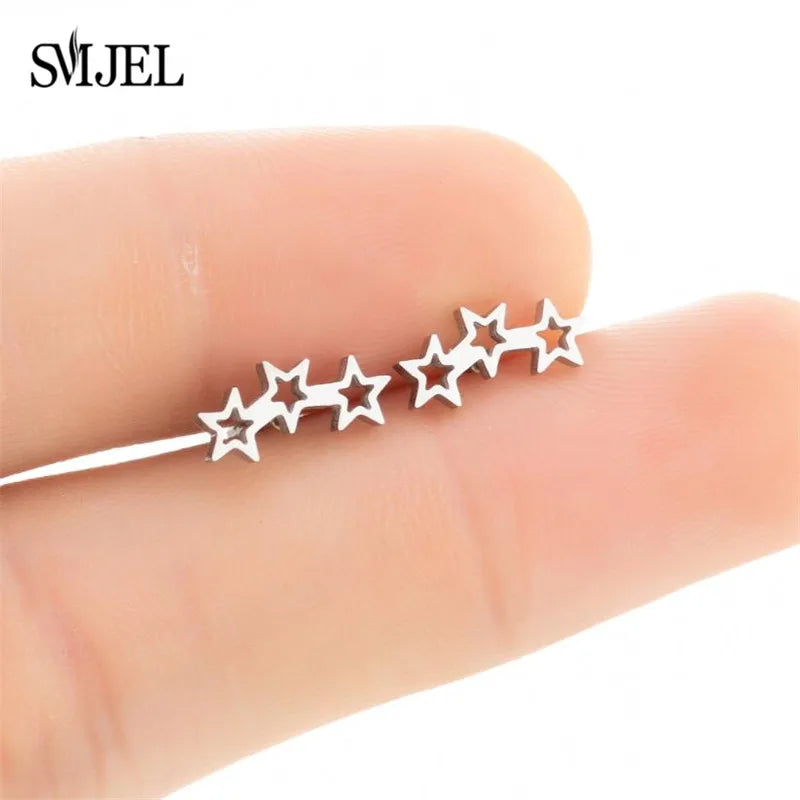 Small Black Stainless Steel Charm Studs
