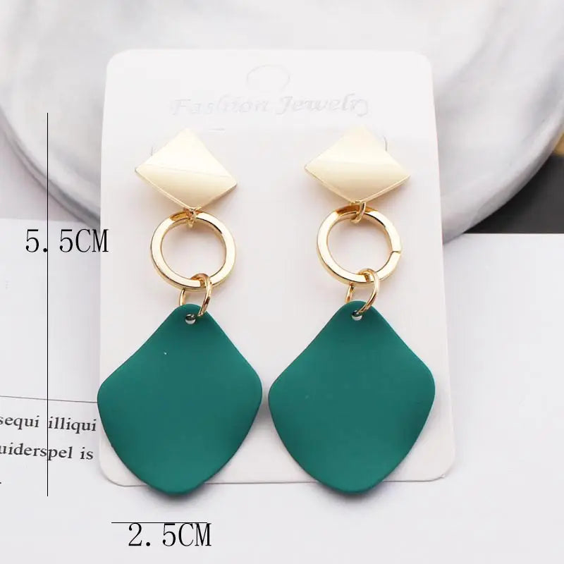 White Geometric Long Statement Earrings