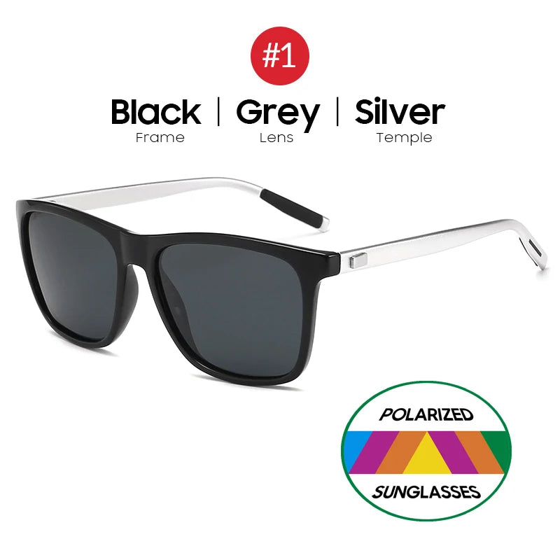 Blue Mirror Polarized Square Sunglasses
