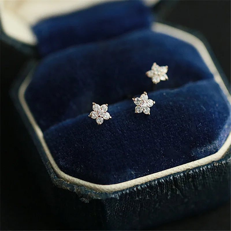 14K Gold Plated Crystal Star Earrings