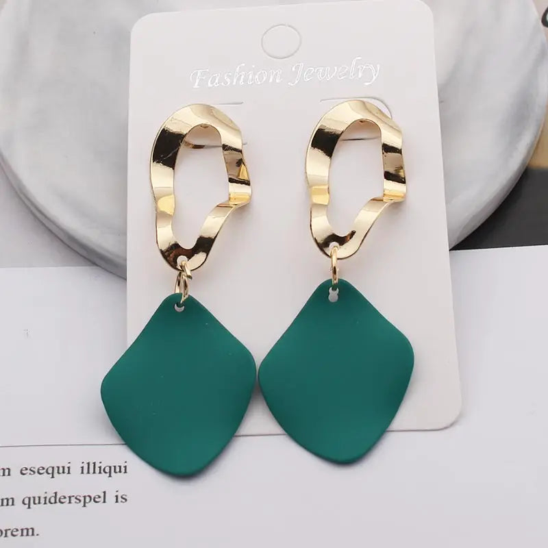 White Geometric Long Statement Earrings