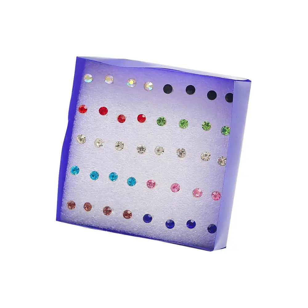 Mixed Crystal Stud Earrings Set