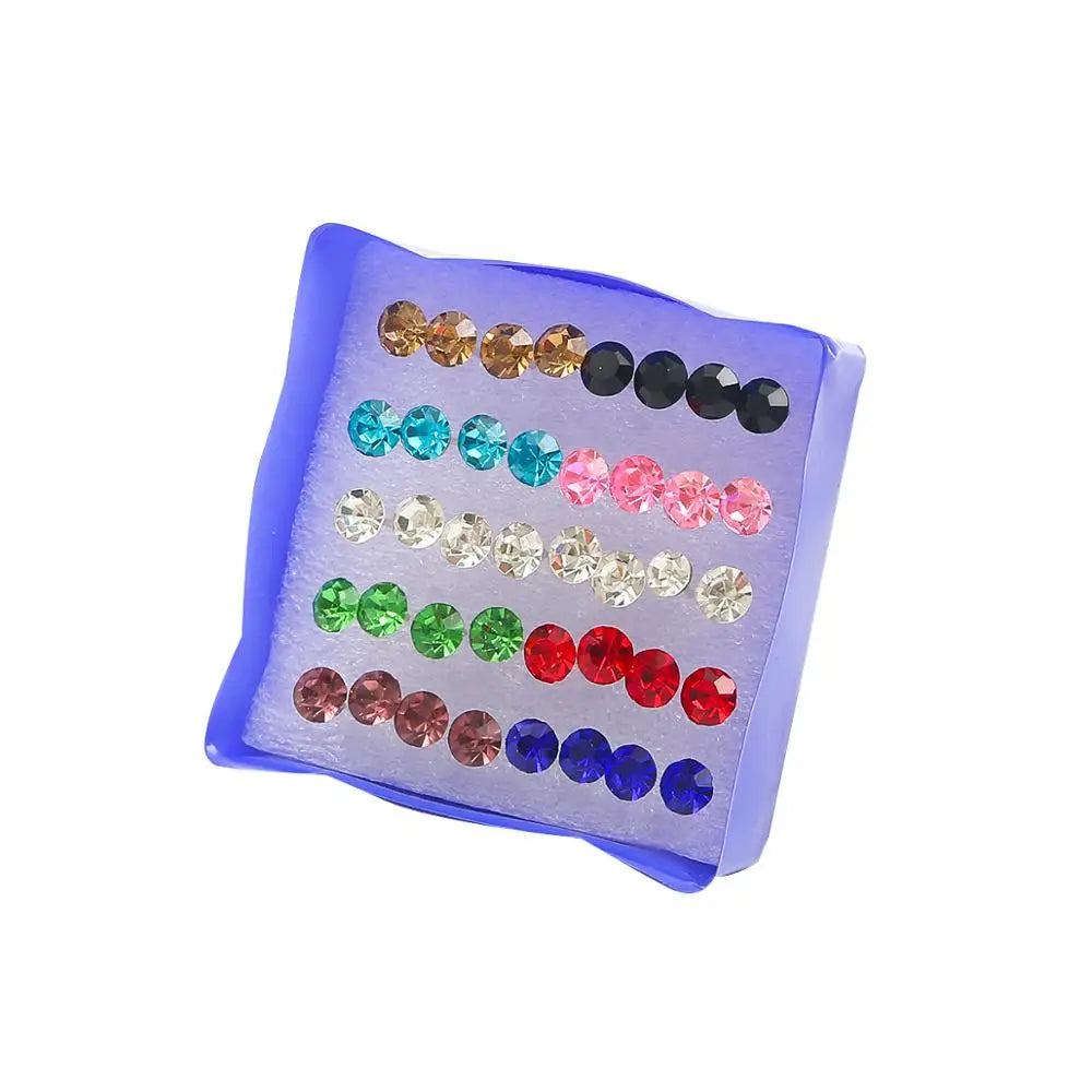 Mixed Crystal Stud Earrings Set
