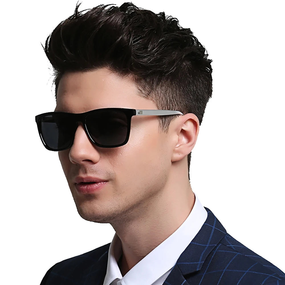 Blue Mirror Polarized Square Sunglasses