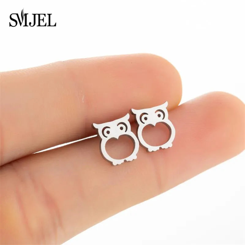 Small Black Stainless Steel Charm Studs