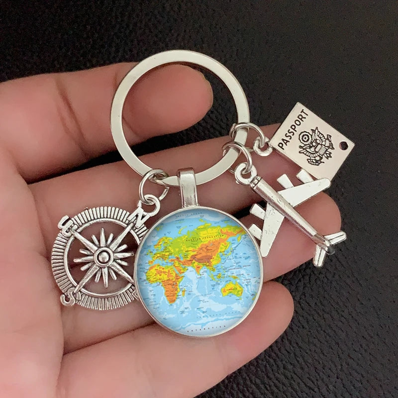 Globe Compass Keychain