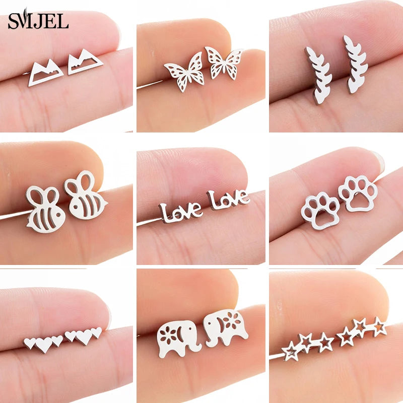 Small Black Stainless Steel Charm Studs