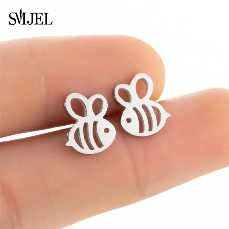 Small Black Stainless Steel Charm Studs