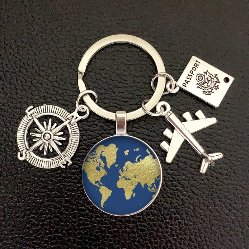 Globe Compass Keychain