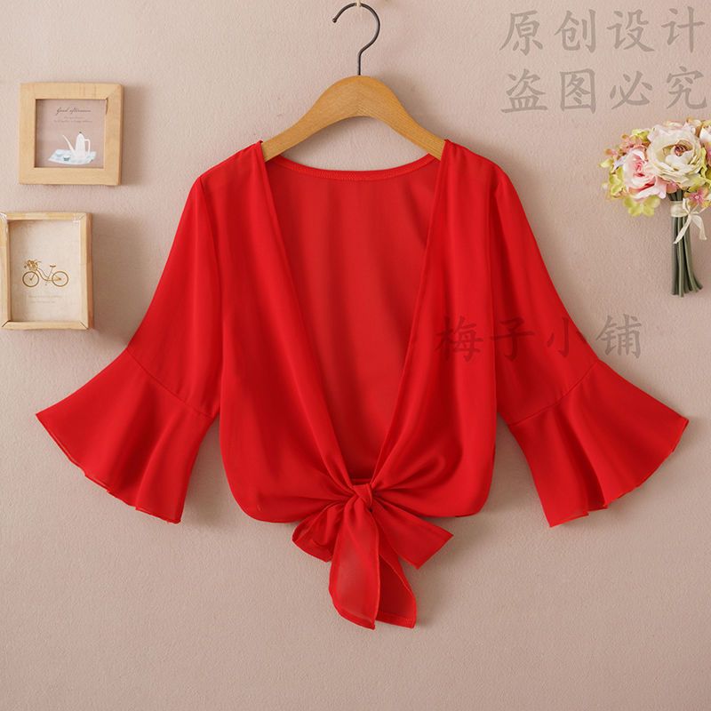 Chiffon Short Sleeve Cardigan