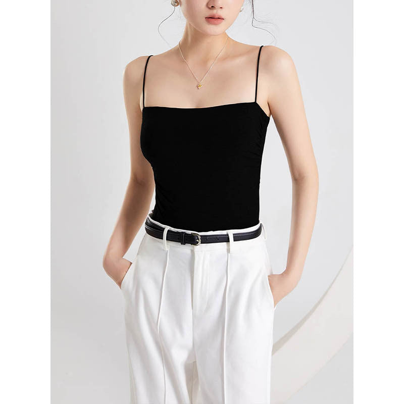 Pleated Camisole with Built-In Bra