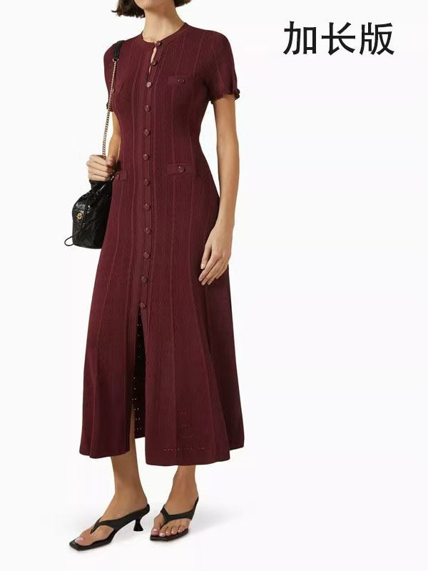 French Lace Sleeve Slim Knit Dress