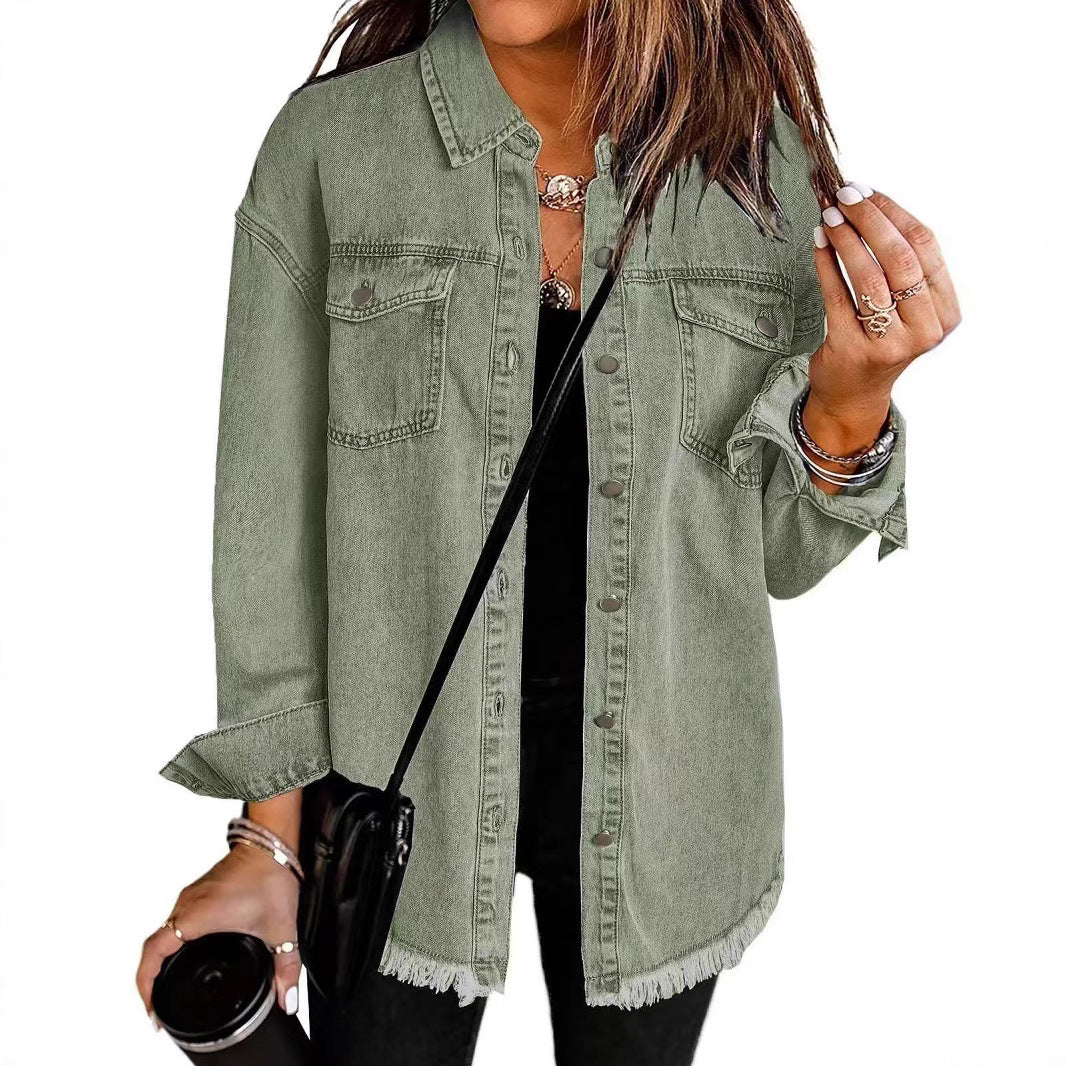 Women's Washed Denim Shirt Jacket