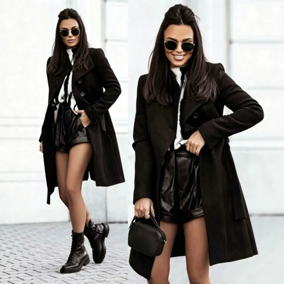 Women's Tie-Waist Wool Blend Coat