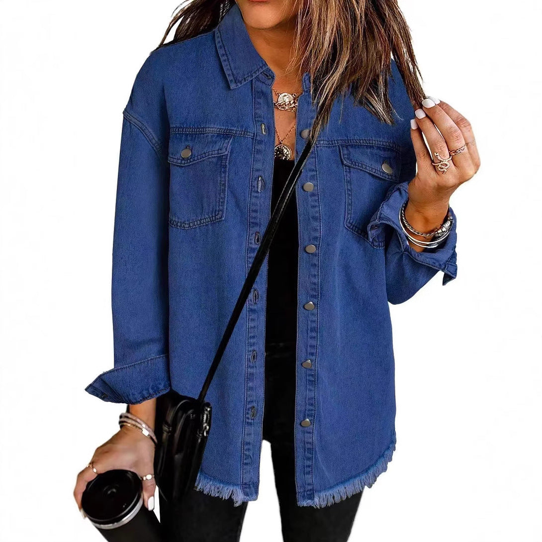 Women's Washed Denim Shirt Jacket