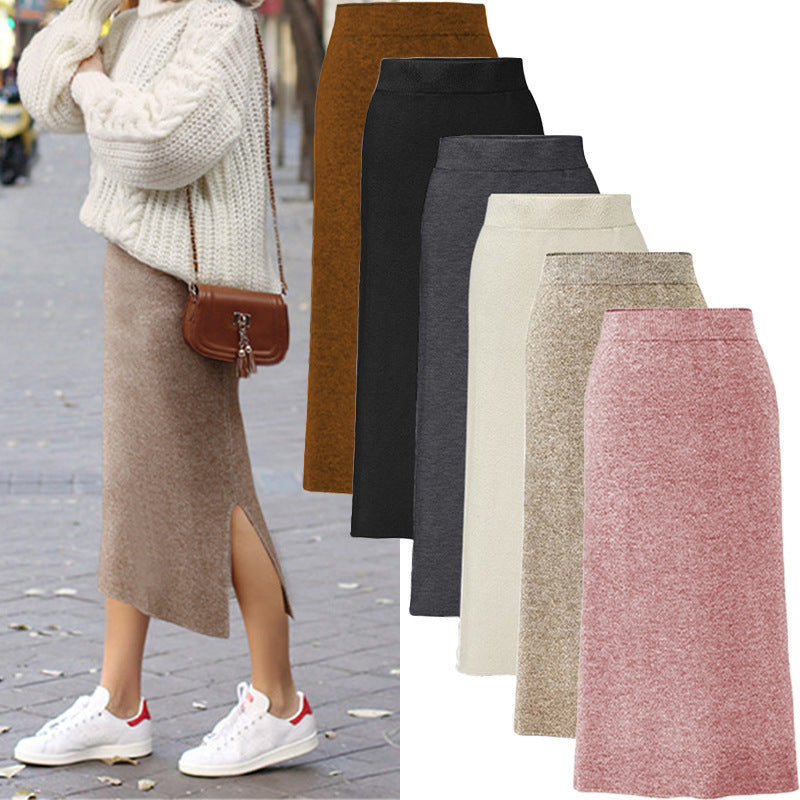 Plus Size Knit Midi Pencil Skirt