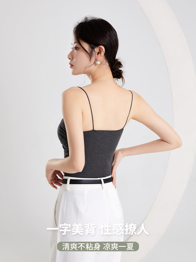 Pleated Camisole with Built-In Bra