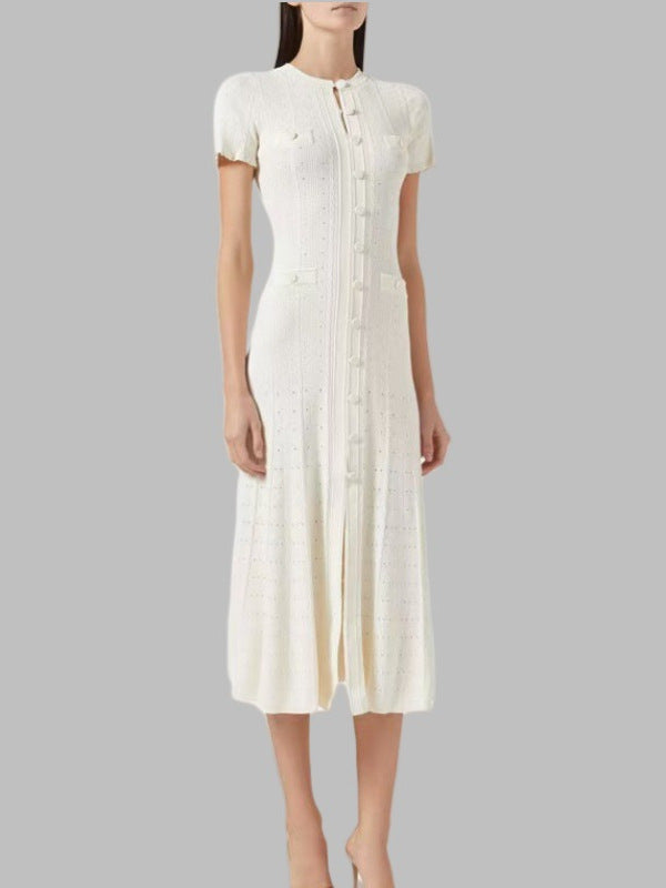 French Lace Sleeve Slim Knit Dress