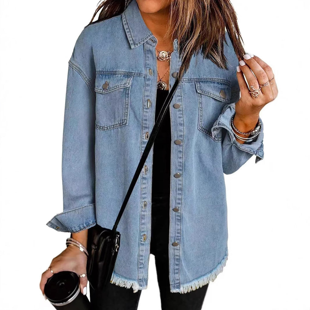 Women's Washed Denim Shirt Jacket