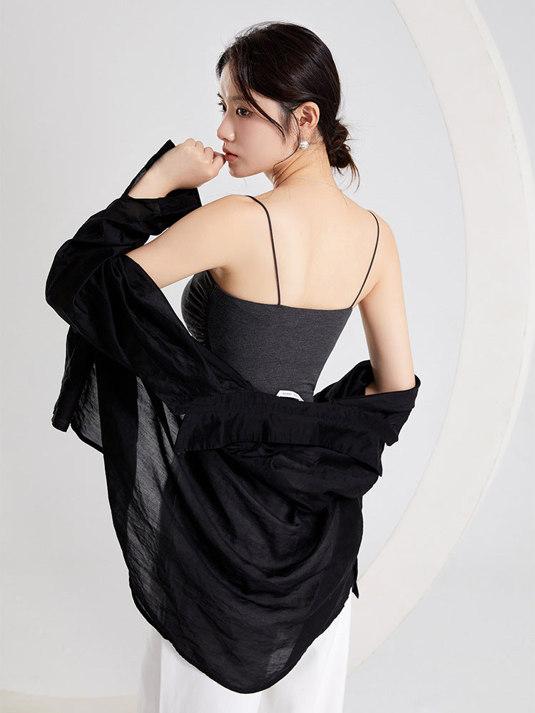 Pleated Camisole with Built-In Bra