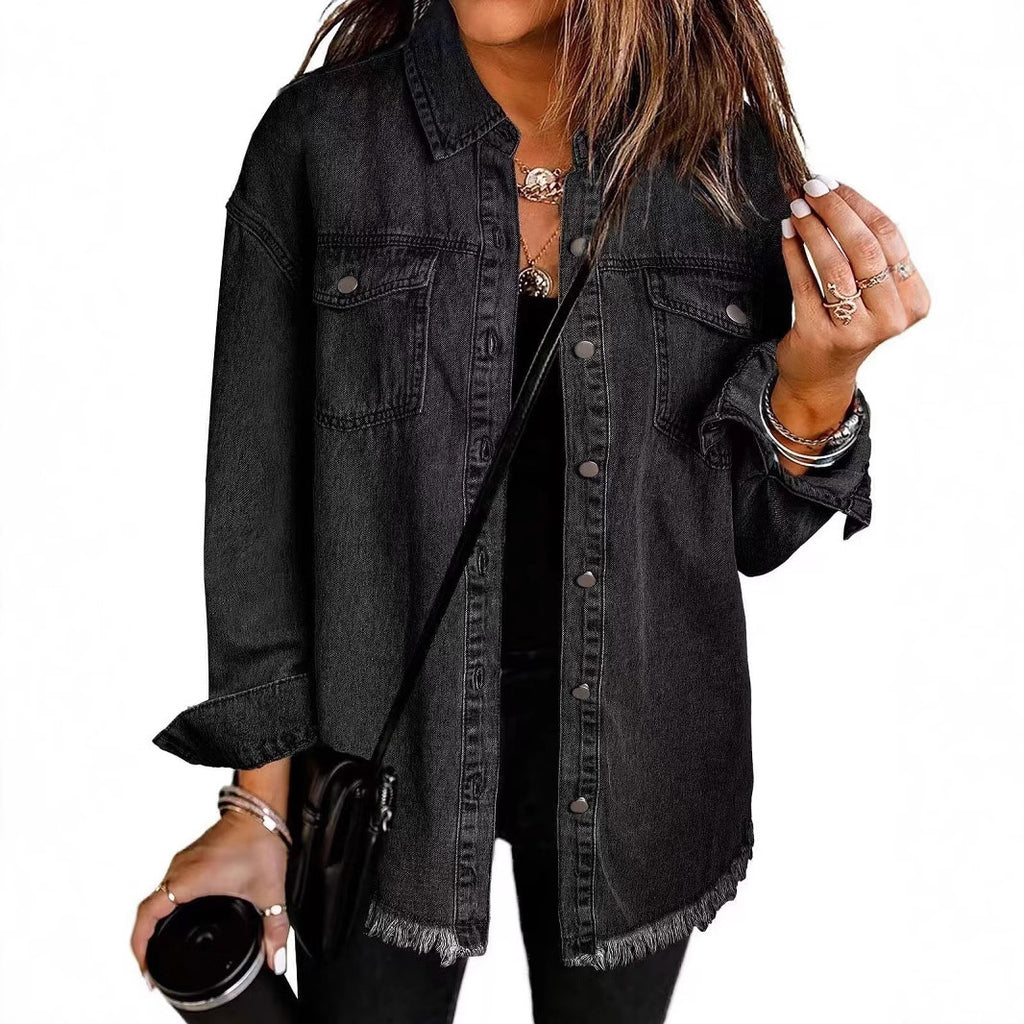 Women's Washed Denim Shirt Jacket