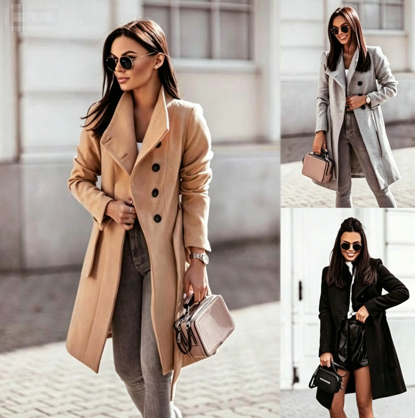Women's Tie-Waist Wool Blend Coat