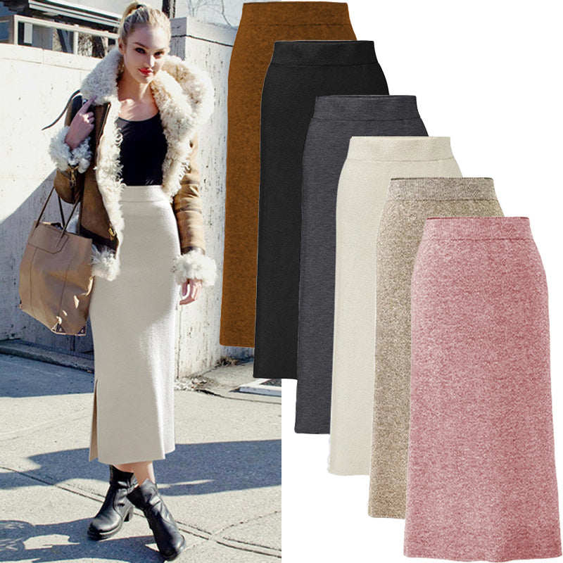 Plus Size Knit Midi Pencil Skirt