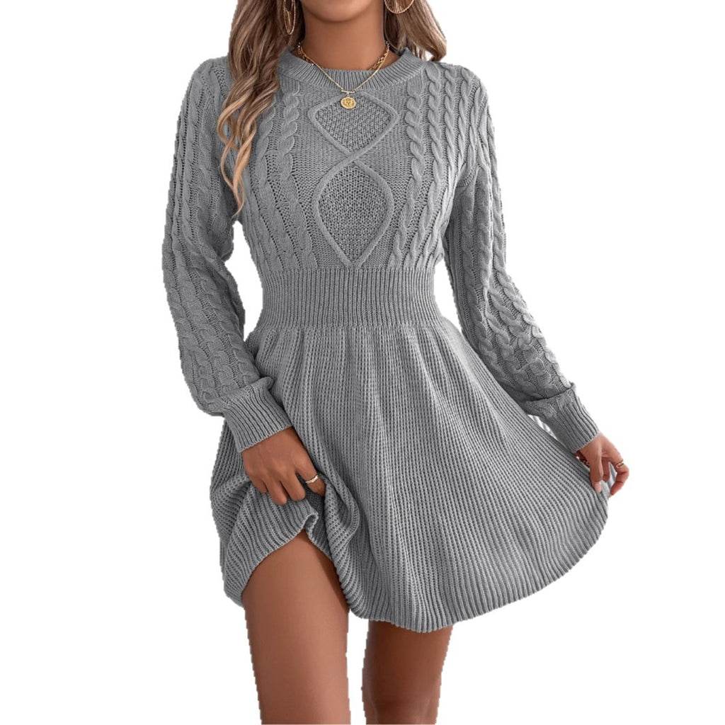 Twist Waist Lantern Sleeve Sweater Dress