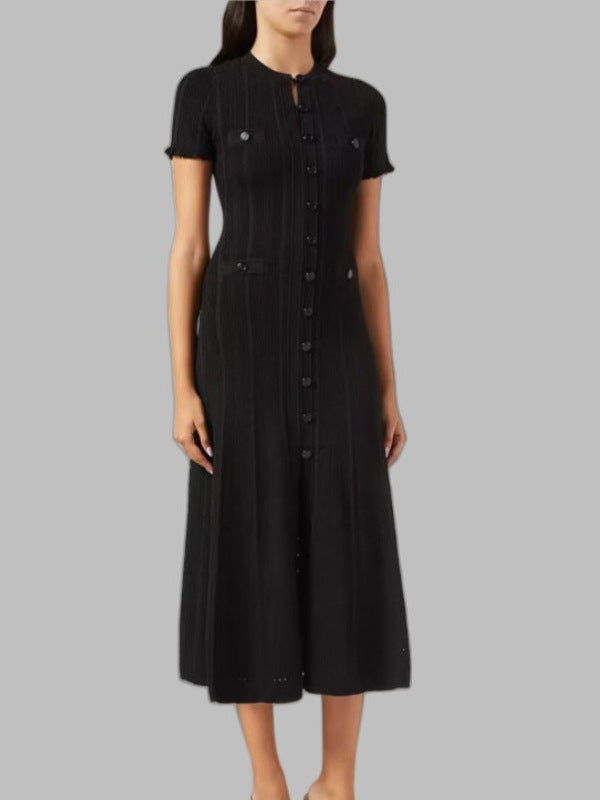 French Lace Sleeve Slim Knit Dress