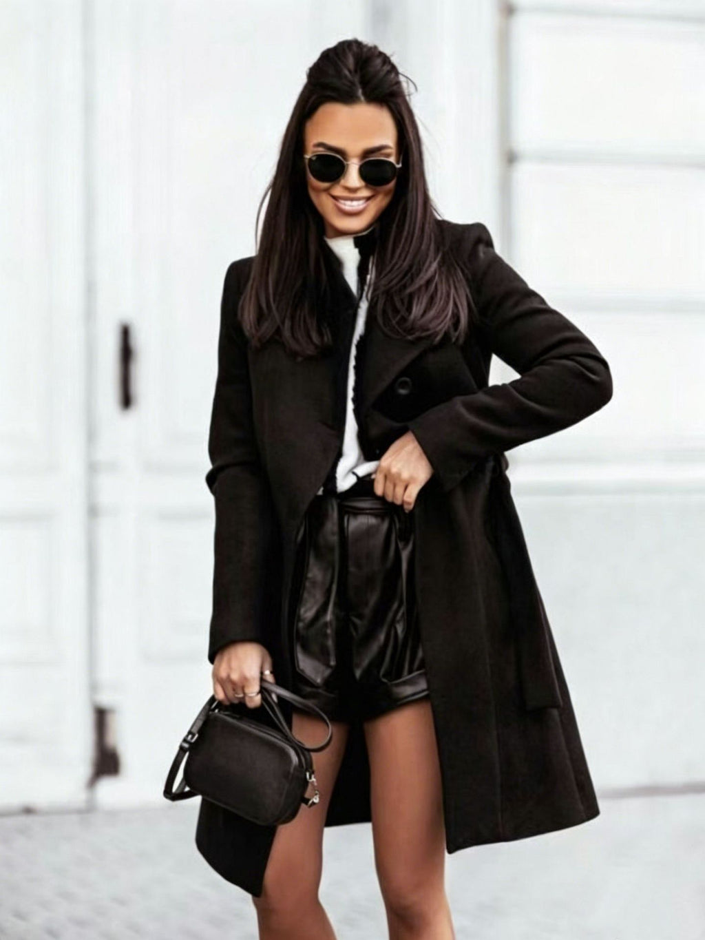Women's Tie-Waist Wool Blend Coat
