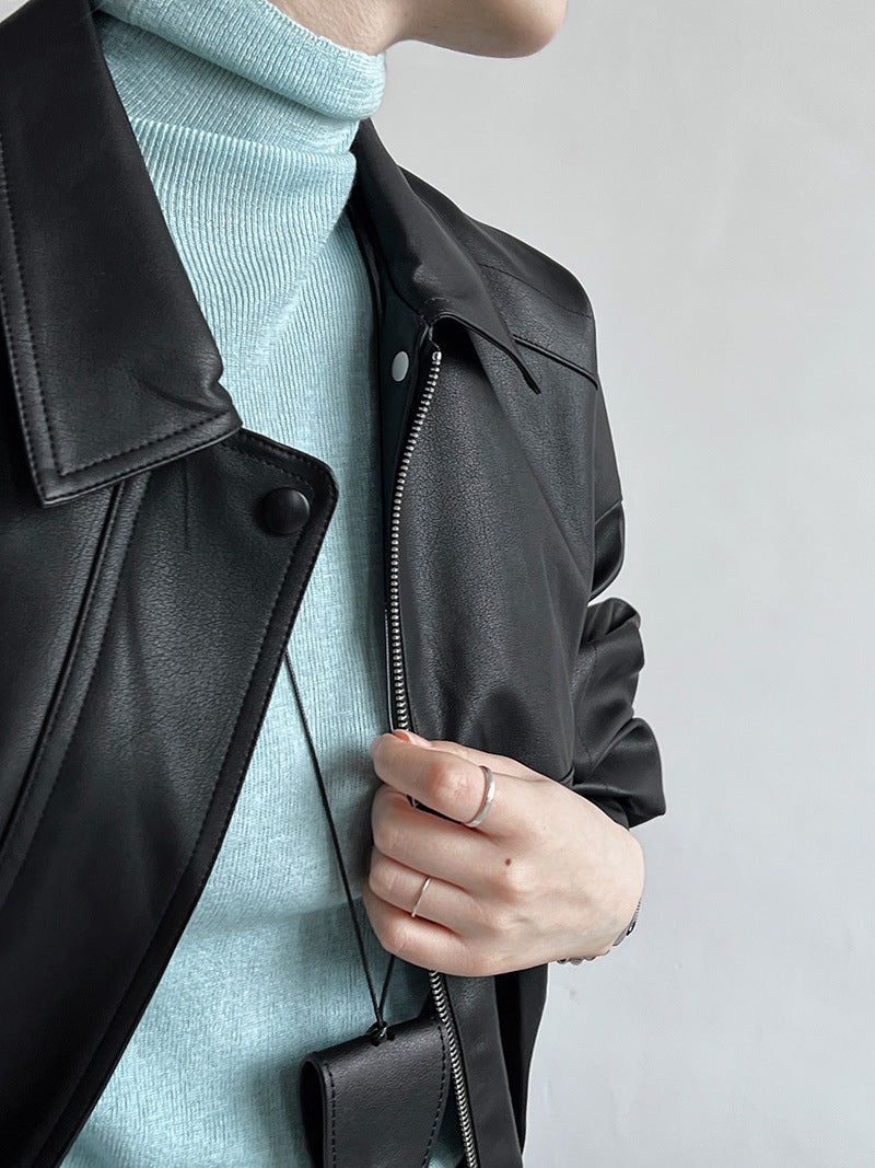Women's Short Faux Leather Biker Jacket