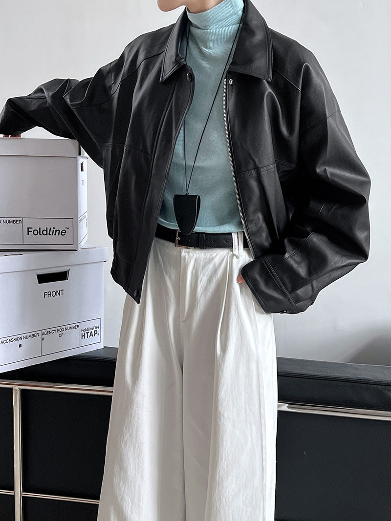 Women's Short Faux Leather Biker Jacket