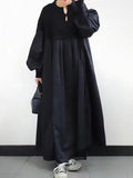 Pleated Diamond Knit Long Dress
