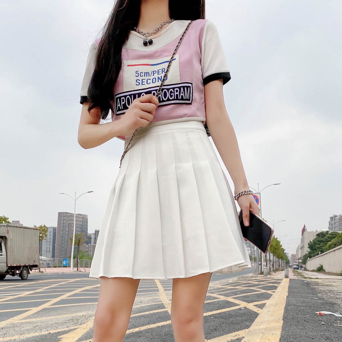 High Waist Pleated Mini Skirt