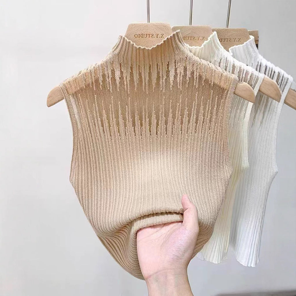 Women's Sleeveless Collared Knit Top