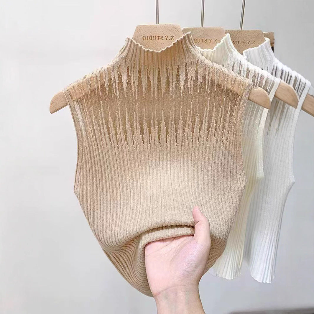 Women's Sleeveless Collared Knit Top