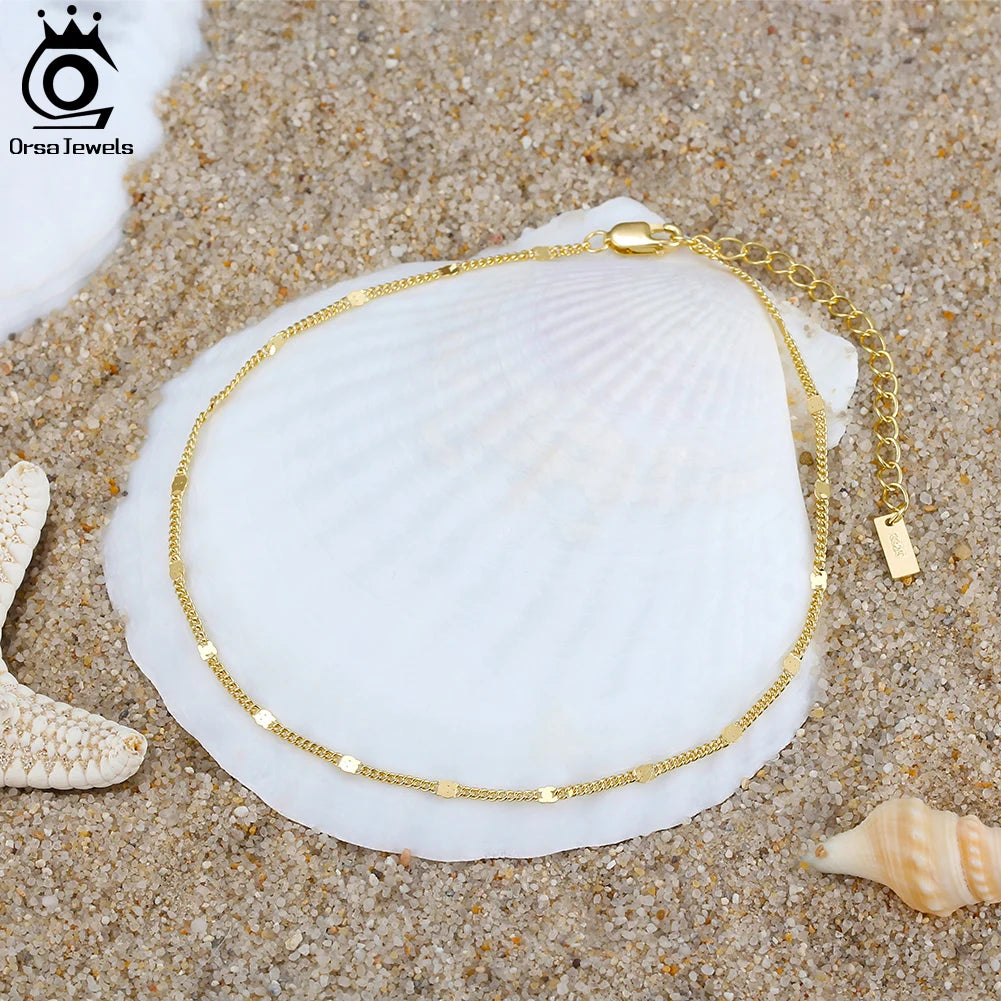 14K Gold 925 Silver Cuban Anklet