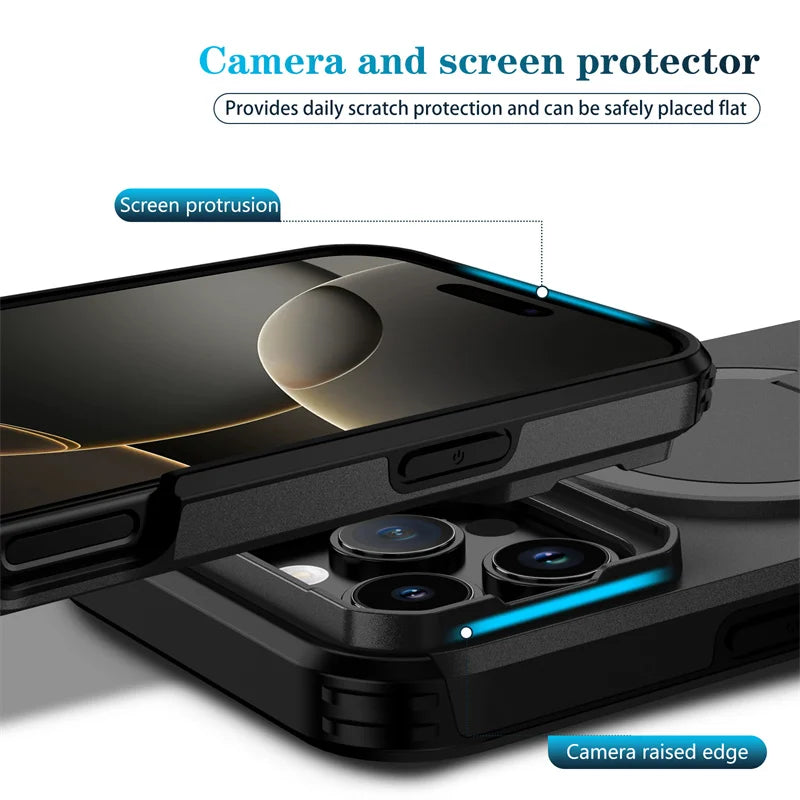 🔒 MagSafe Armor Stand Camera Protection Case