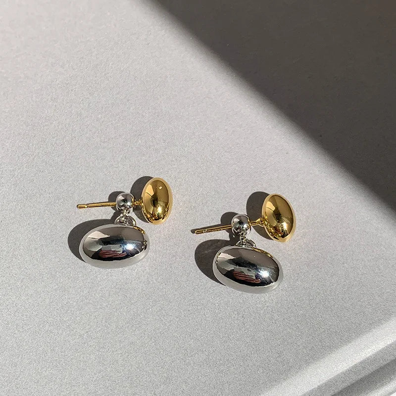 2-in-1 Geometric Oval Stud Earrings