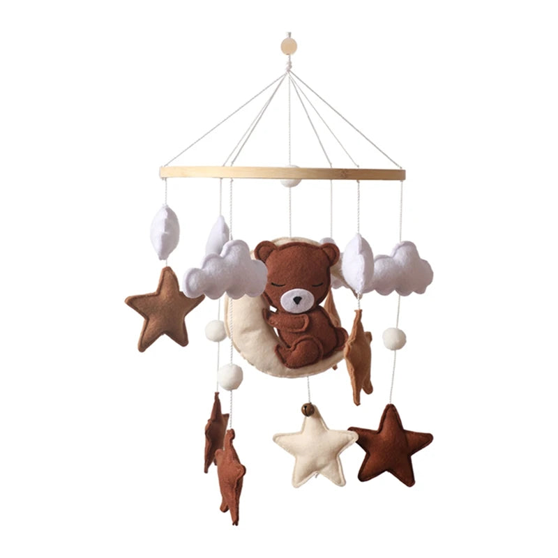 🐻 Wooden Bear Baby Crib Mobile