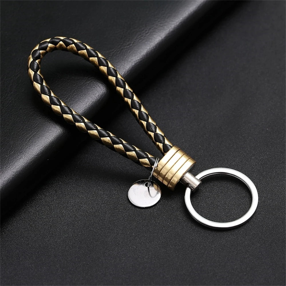Braided Leather Rope Keychain