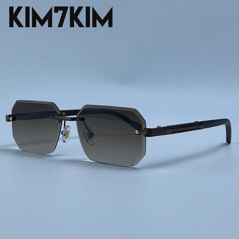 Men's Rimless Rectangle Sunglasses
