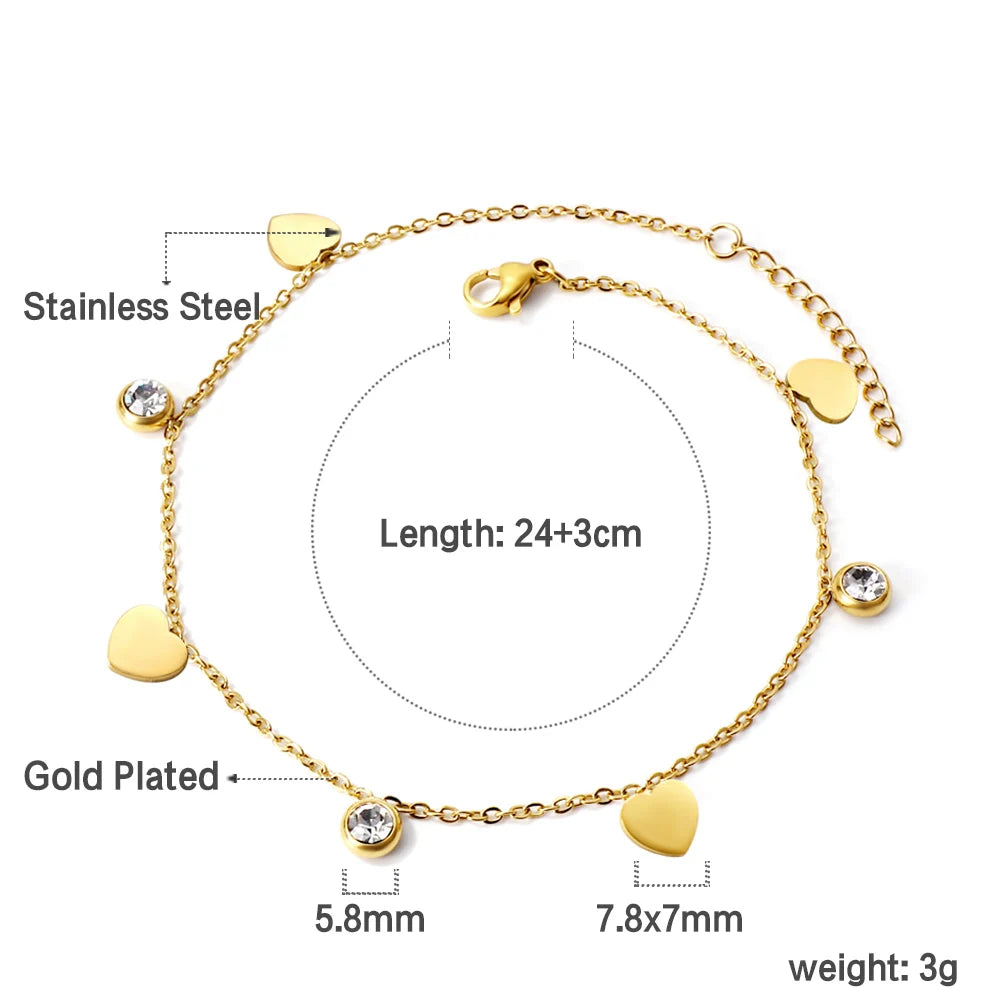 Crystal Hamsa Hand Gold Anklet