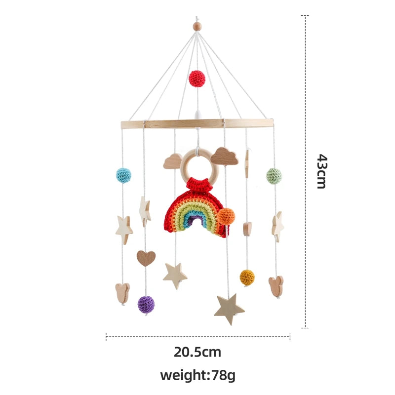 ⭐ Wooden Crochet Stars Baby Crib Mobile