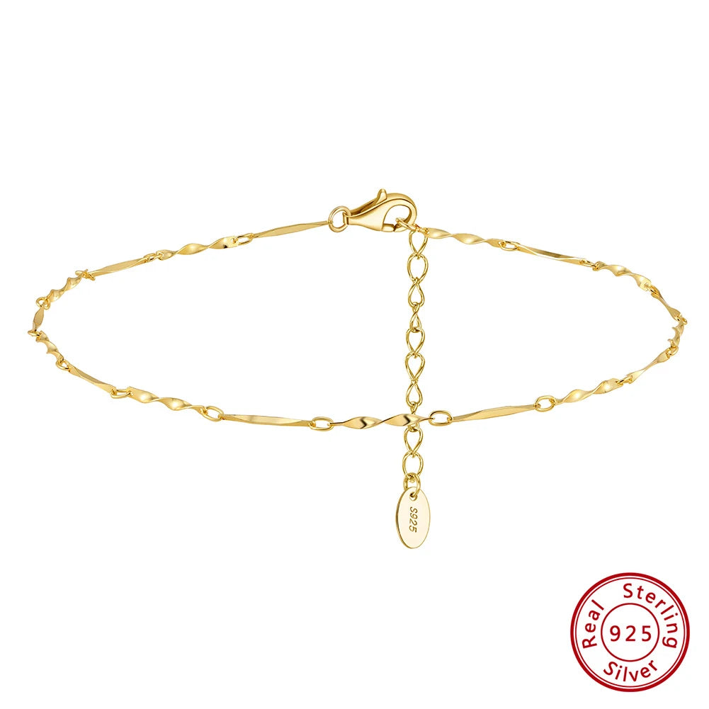 14K Gold 925 Silver Cuban Anklet