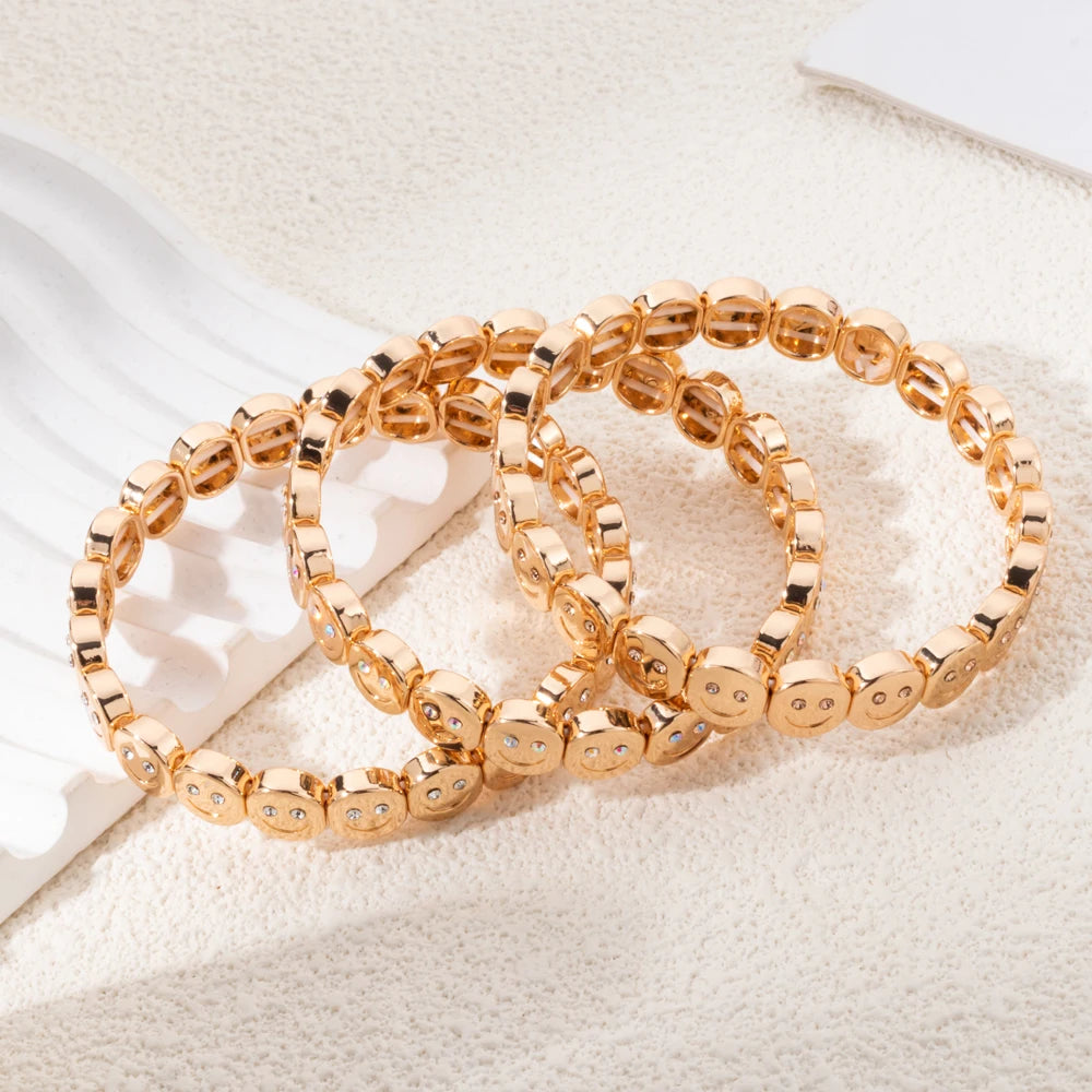 😊 Happy Face Crystal Bead Bracelet